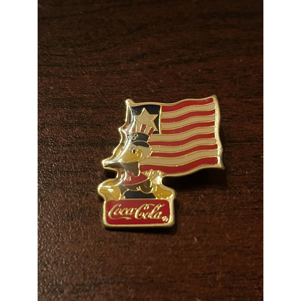 Vintage 1984 Los Angeles Olympics Coca Cola Sam Eagle Liberia Flag Lapel Pin
